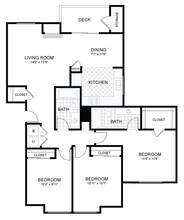3 BED 2 BATH C-104HC floor plan
